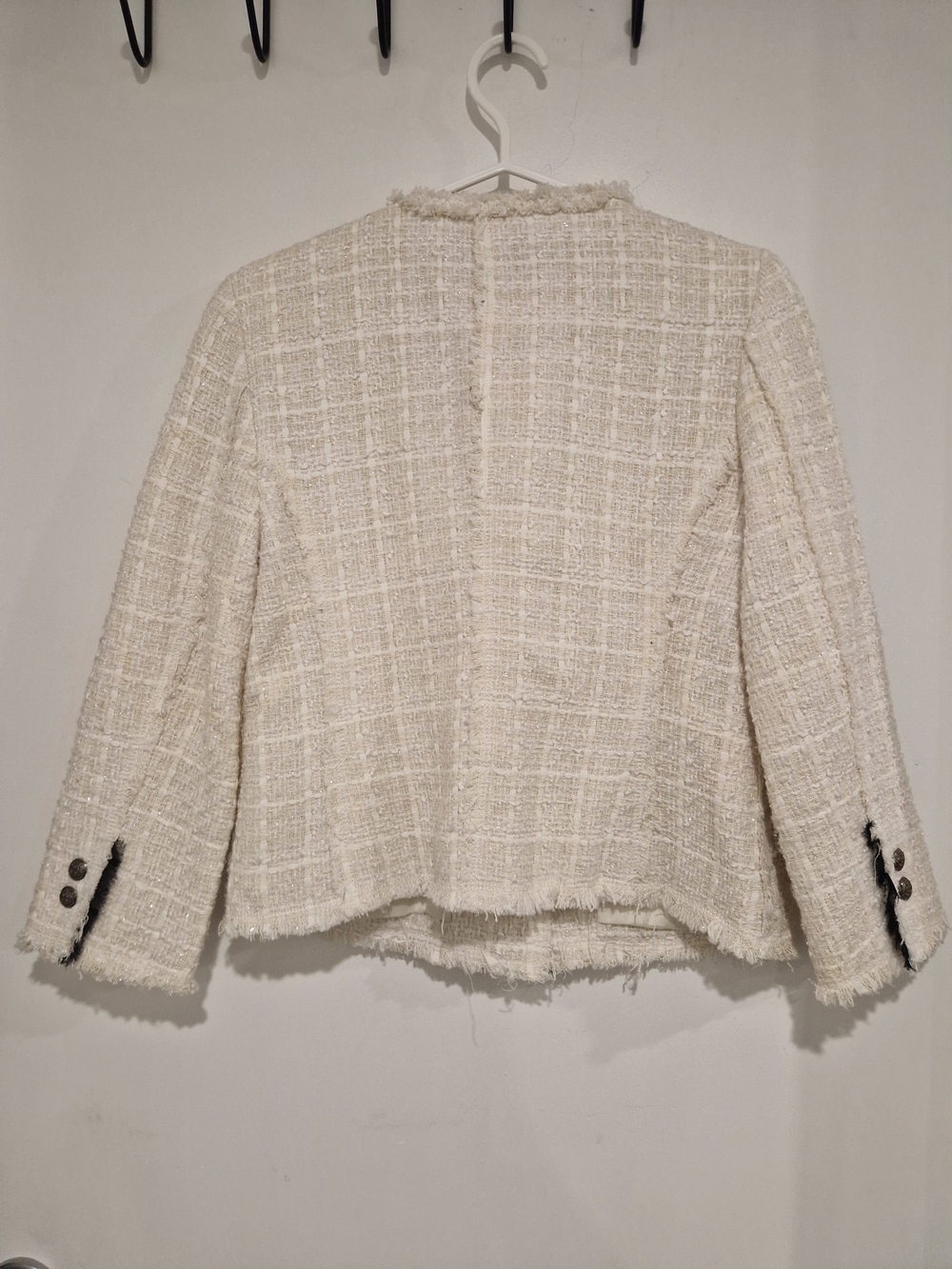 Zara Cream Tweed Blazer with Black Ribbon - Picture 4 of 4